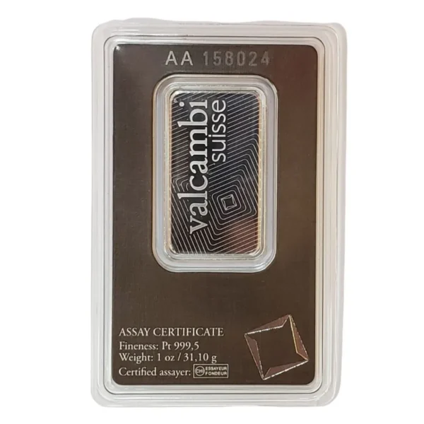 Valcambi Suisse Platinum Bar Back
